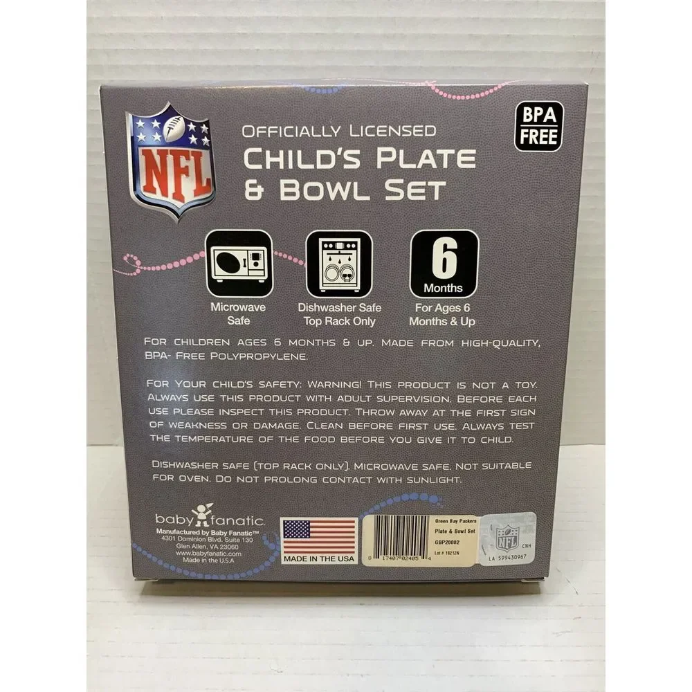 NFL‎ Green Bay Packers Child's Plate And Bowl Set NFL kids